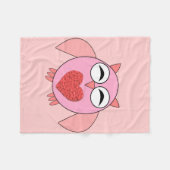 Roze Love Heart Owl Fleece Blanket (Voorkant (Horizontaal))