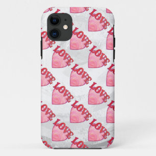 Roze Love Heart Pattern iPhone 11 Hoesje