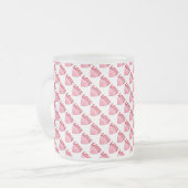 Roze Love Heart Pattern Matglas Koffiemok (Voorkant links)