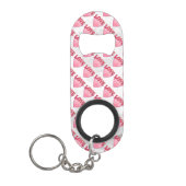 Roze Love Heart Pattern Mini Flessenopener (Voorkant)