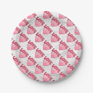 Roze Love Heart Pattern Papieren Bordje