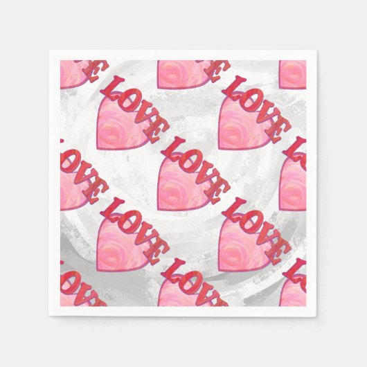 Roze Love Heart Pattern Servetten (Voorkant)