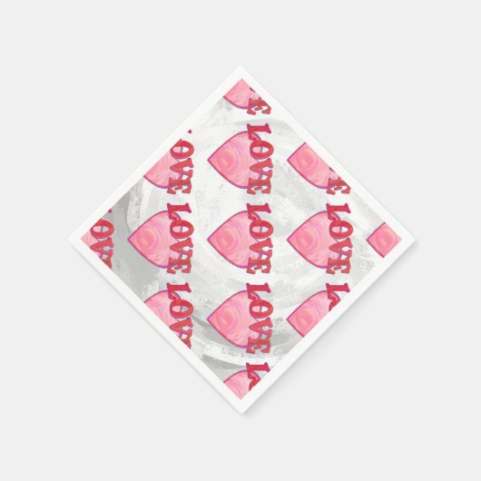 Roze Love Heart Pattern Servetten (Hoek)