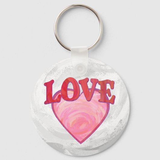 Roze Love Heart Pattern Sleutelhanger (Voorkant)