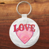 Roze Love Heart Pattern Sleutelhanger (Voorkant)