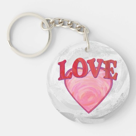 Roze Love Heart Pattern Sleutelhanger (Voorkant)