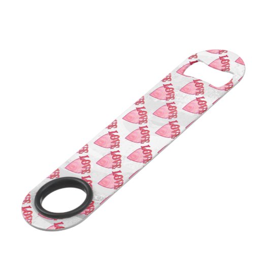 Roze Love Heart Pattern Speed Flessenopener (Voorkant Gekanteld)