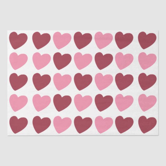 Roze Love Hearts Pattern Tissuepapier (Voorkant)
