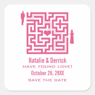 Roze Love Maze Save the Date Stickers