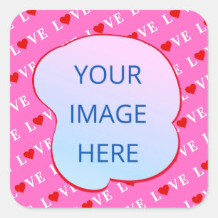 Roze LOVE Moderne afbeelding Vierkante Sticker