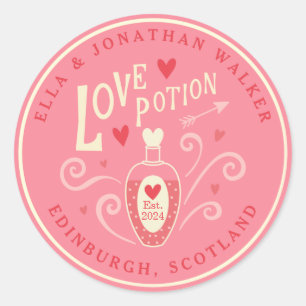 Roze Love Potion Wedding Favor Sticker