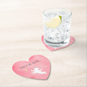Roze Love Tennis Cupid Kartonnen Onderzetters