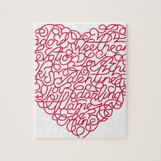 Roze Love Text Heart Legpuzzel