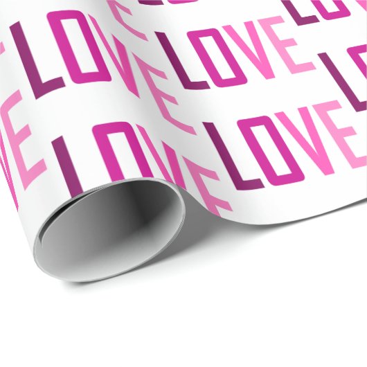 Roze Love Typografie patroon Cadeaupapier (Rol Hoek)