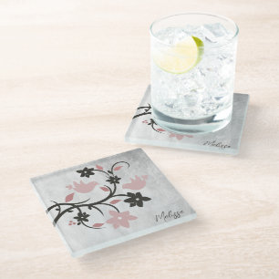 Roze Lovevogels Gepersonaliseerd glas Onderzetter