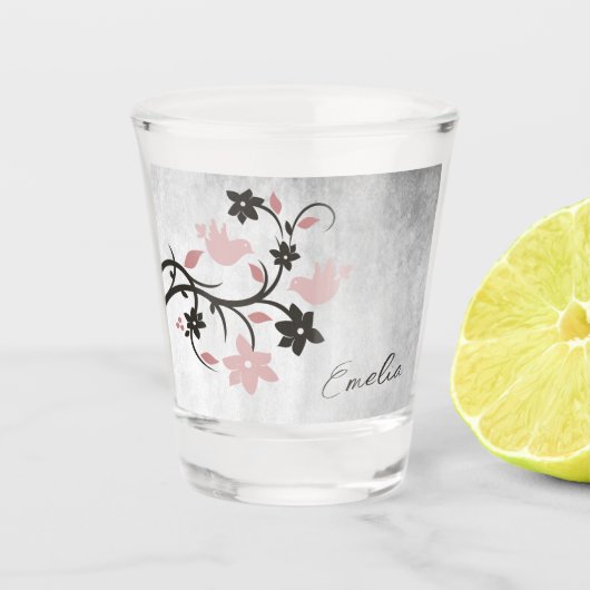 Roze Lovevogels Gepersonaliseerd heet glas (Voorkant)