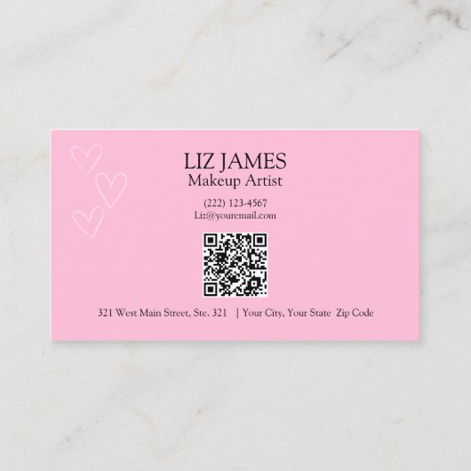 Roze Loyaliteit Kaart QR Code Klantwaardering Visitekaartje (Achterkant)