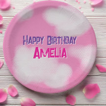 Roze lucht en pluizige wolken Verjaardag