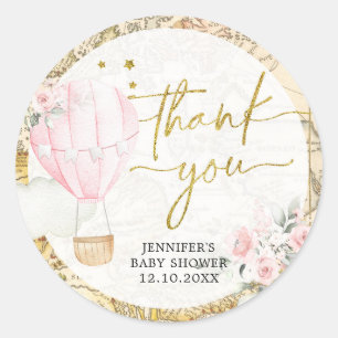 Roze luchtballon is ze niet vriendelijk dank u ronde sticker