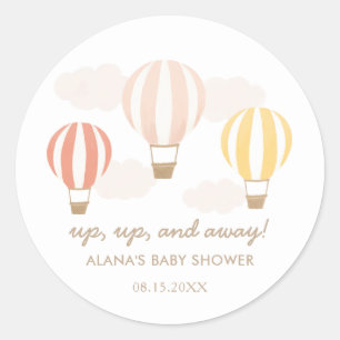 Roze luchtballonnen Baby shower Klassieke Ronde St Sticker