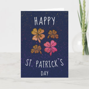 Roze Lucky Shamrock Clover Gelukkig St. Patrick`s  Feestdagen Kaart