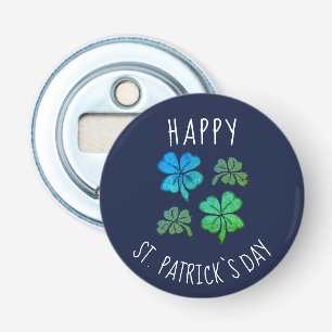 Roze Lucky Shamrock Clover Happy St. Patrick's day Button Flesopener