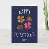 Roze Lucky Shamrock Clover Happy St. Patrick's day Feestdagen Kaart (Voorkant)