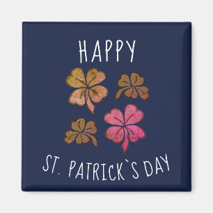 Roze Lucky Shamrock Clover Happy St. Patrick's day Magneet
