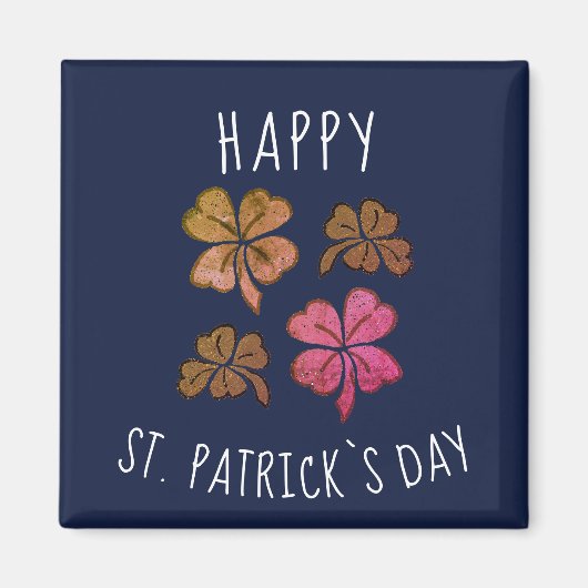 Roze Lucky Shamrock Clover Happy St. Patrick's day Magneet (Voorkant)