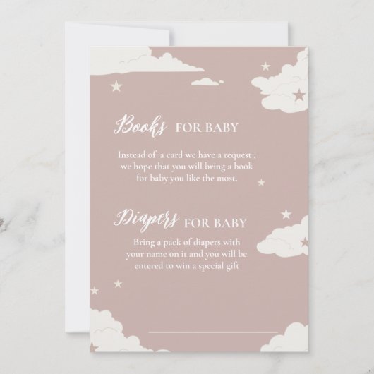 Roze luier en boek voor baby bijsluiter kaart (Voorkant)