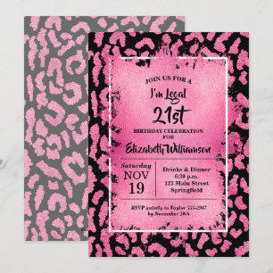 Roze Luipaard 21e Verjaardagsfeestje Kaart