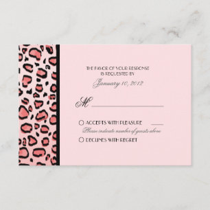 Roze luipaard afdrukken Aangepaste RSVP Kaartje