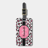 Roze luipaard afdrukken bagagelabel (Voorkant verticaal)
