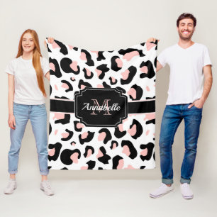 Roze luipaard afdrukken fleece deken