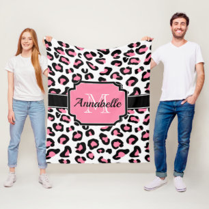 Roze luipaard afdrukken fleece deken