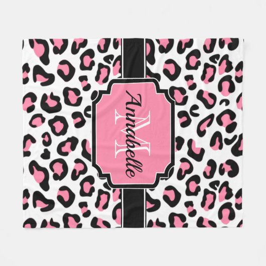 Roze luipaard afdrukken fleece deken (Voorkant (Horizontaal))