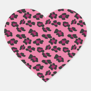 Roze luipaard afdrukken hart sticker