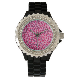 Roze luipaard afdrukken horloge