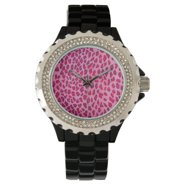 Roze luipaard afdrukken horloge (Voorkant)