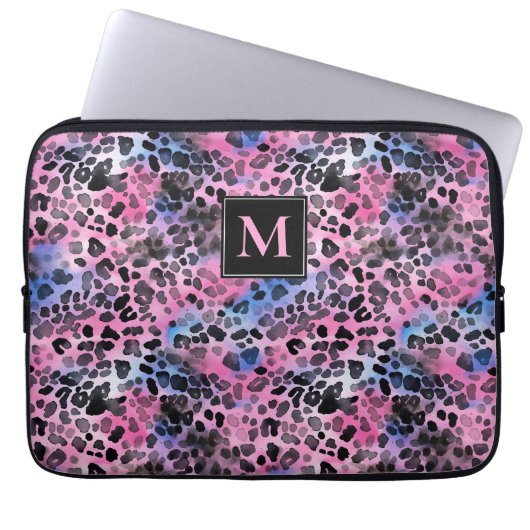 Roze luipaard afdrukken laptop sleeve (Voorkant)