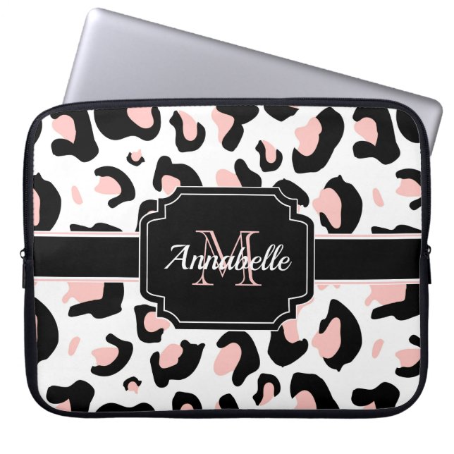Roze luipaard afdrukken laptop sleeve (Voorkant)