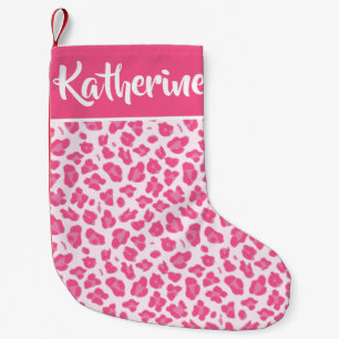Roze luipaard afdrukken - op maat gemaakt kleine kerstsok