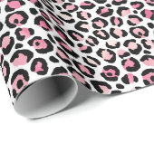Roze luipaard afdrukken op wit cadeaupapier (Rol Hoek)