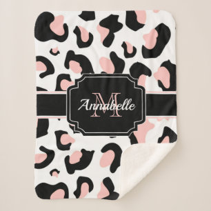 Roze luipaard afdrukken sherpa deken