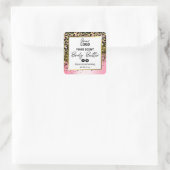 Roze luipaard afdrukken Witte gouden lichaamslette Vierkante Sticker (Tas)