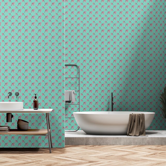 Roze luipaard behang (Badkamer)