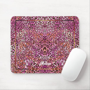Roze Luipaard Camo Stijl Aangepaste Naam Muismat