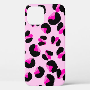 Roze luipaard. Dierlijk huidpatroon. Luipaard. Pan iPhone 12 Hoesje