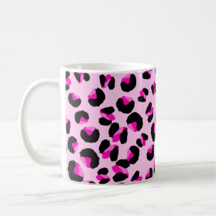 Roze luipaard. Dierlijk huidpatroon. Luipaard. Pan Koffiemok