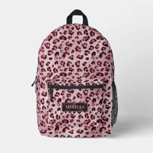 Roze Luipaard Dierprint Met Nepfolie En Naam Bedrukte Rugzak